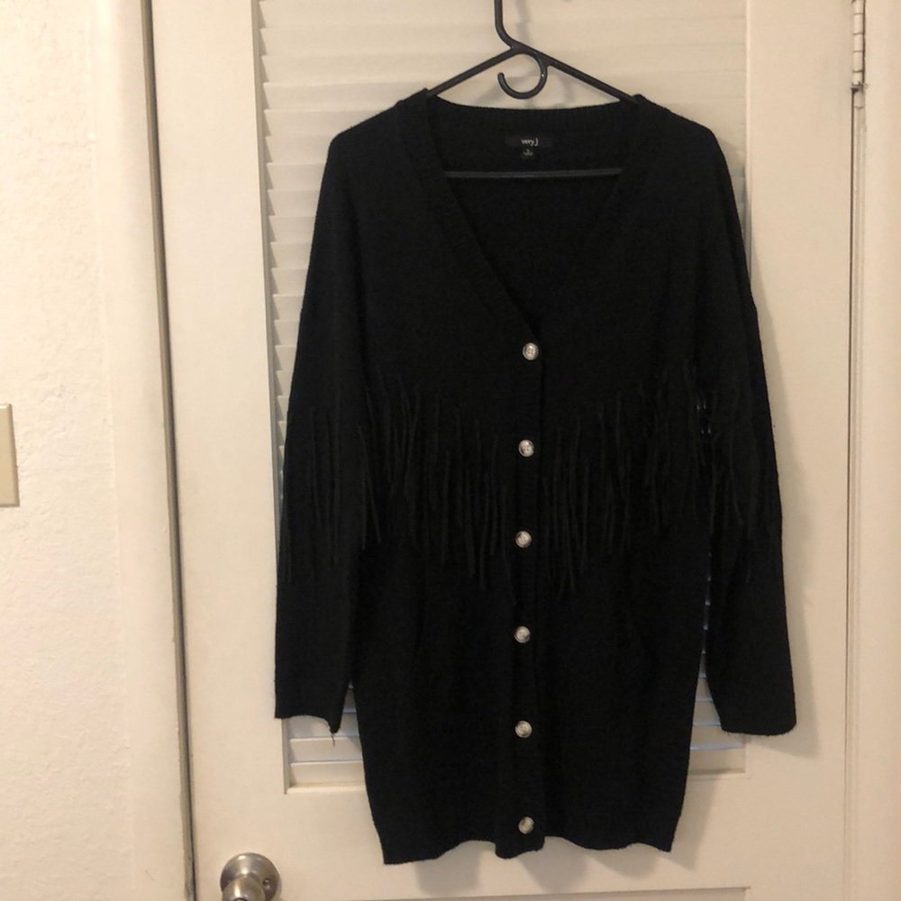 Black Fringe Cardigan